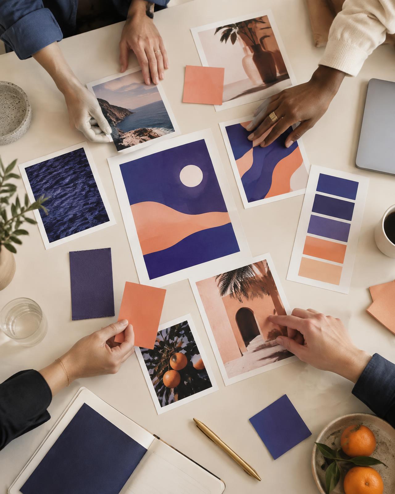 Equipo creativo de Krea Hub construyendo la identidad visual de una marca